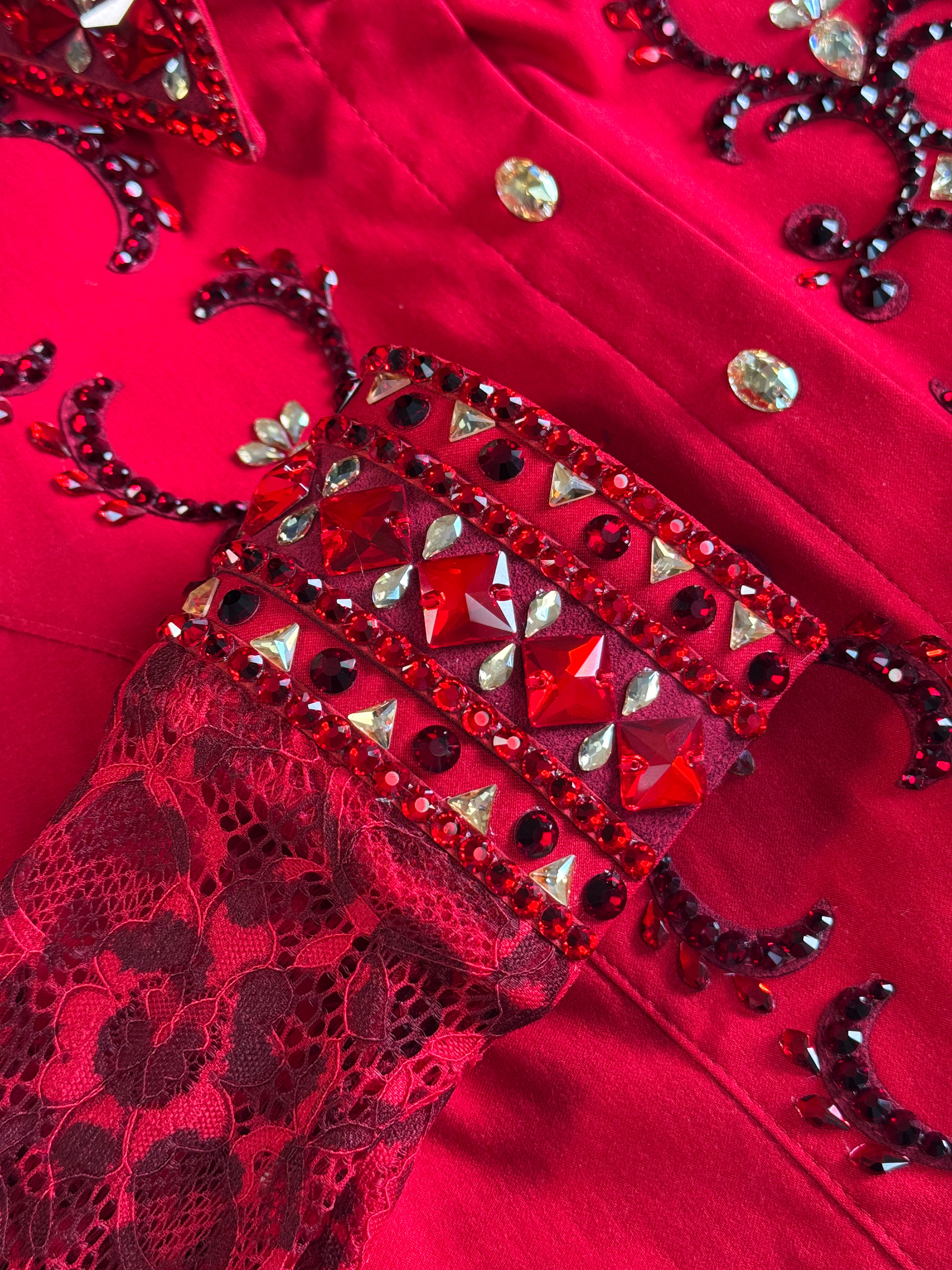Western Shirt — Sheer Sleeves — Leopard Lace Red | Kevin Garcia