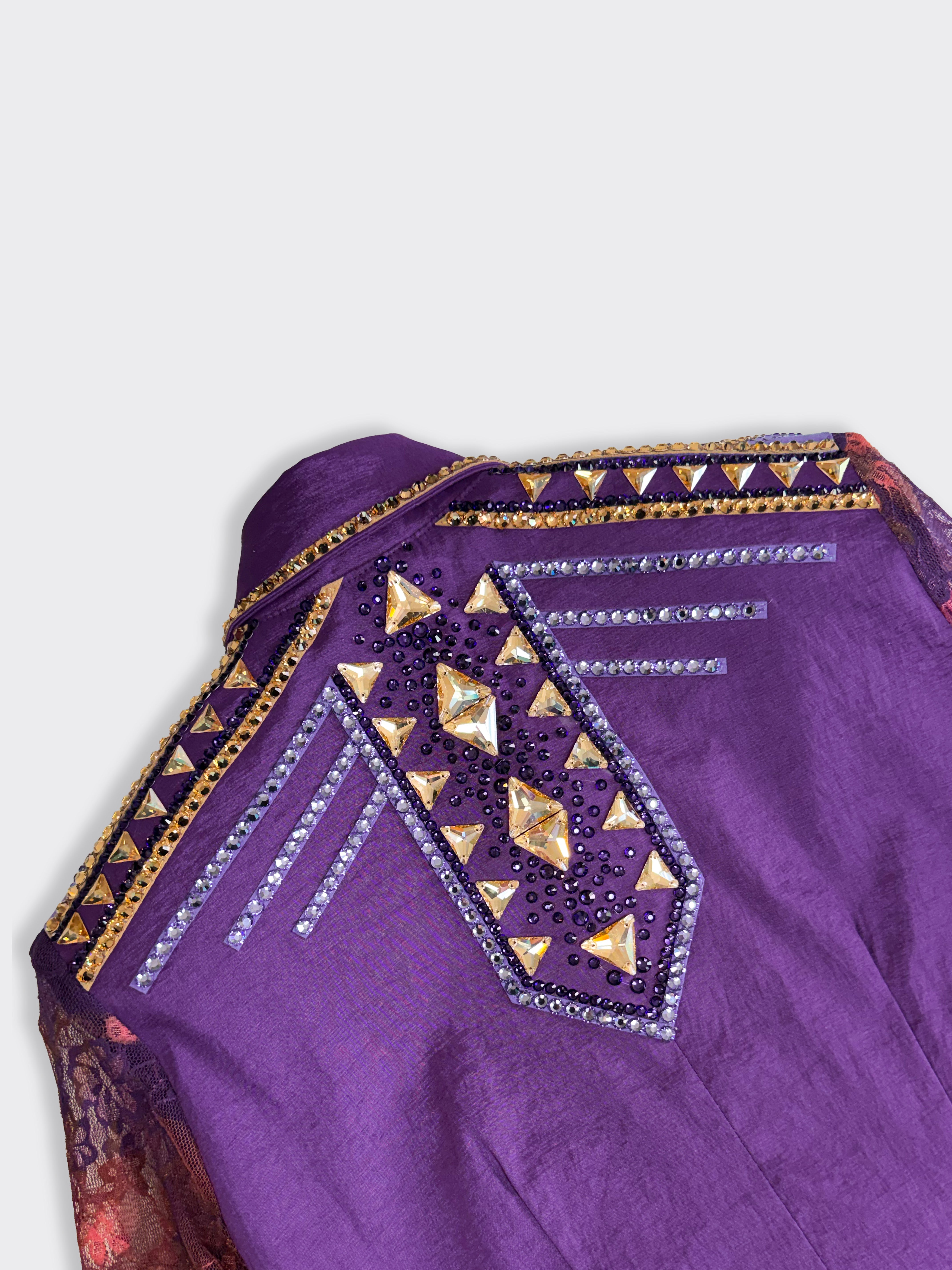 Size 12 — Western Shirt — Sheer Sleeves — Purple Lace