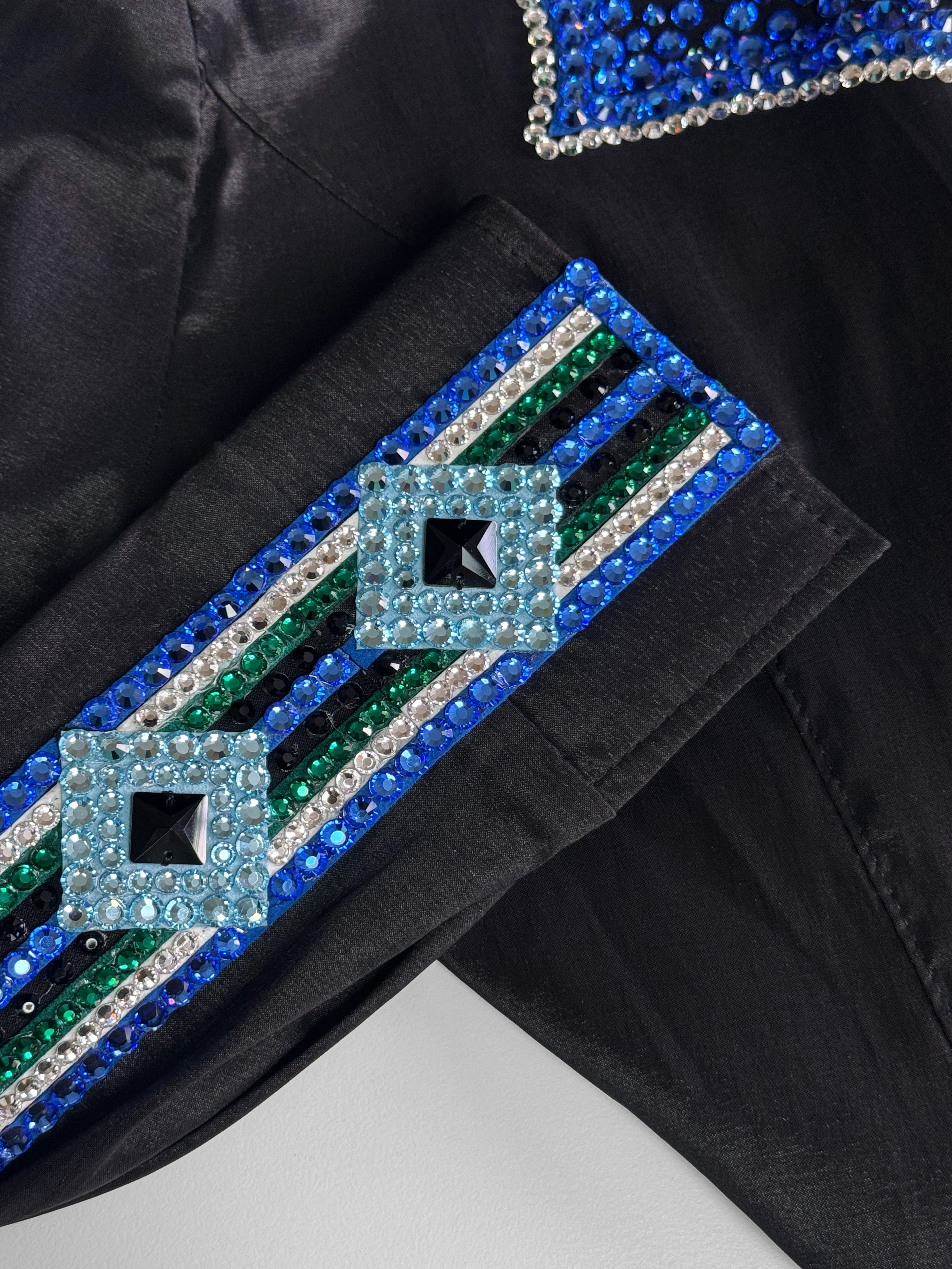 Western Shirt — Diamond Black Blue Green