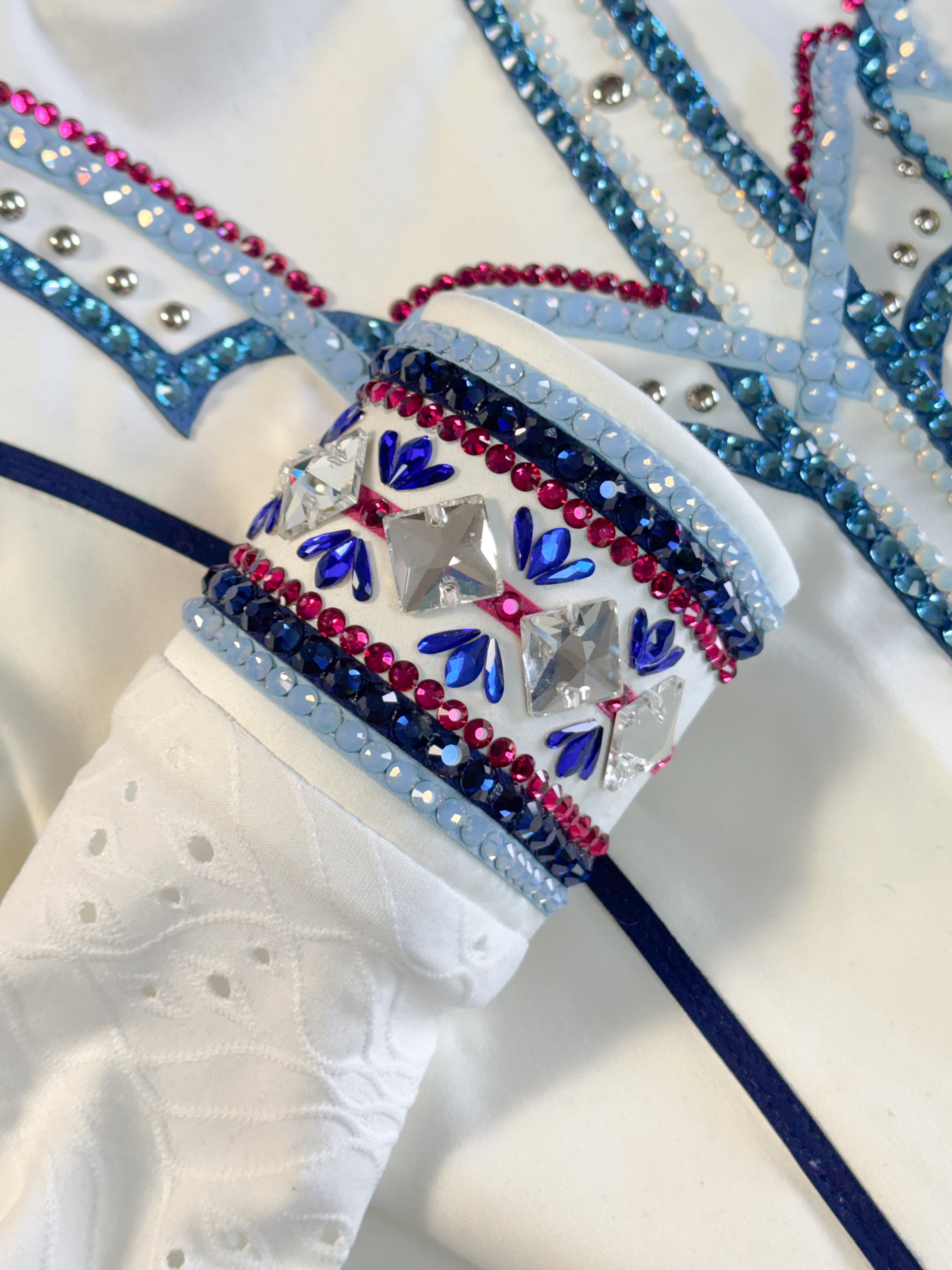 Western Shirt — "Peek-Through" Sleeves — Ivory Blue Ruby