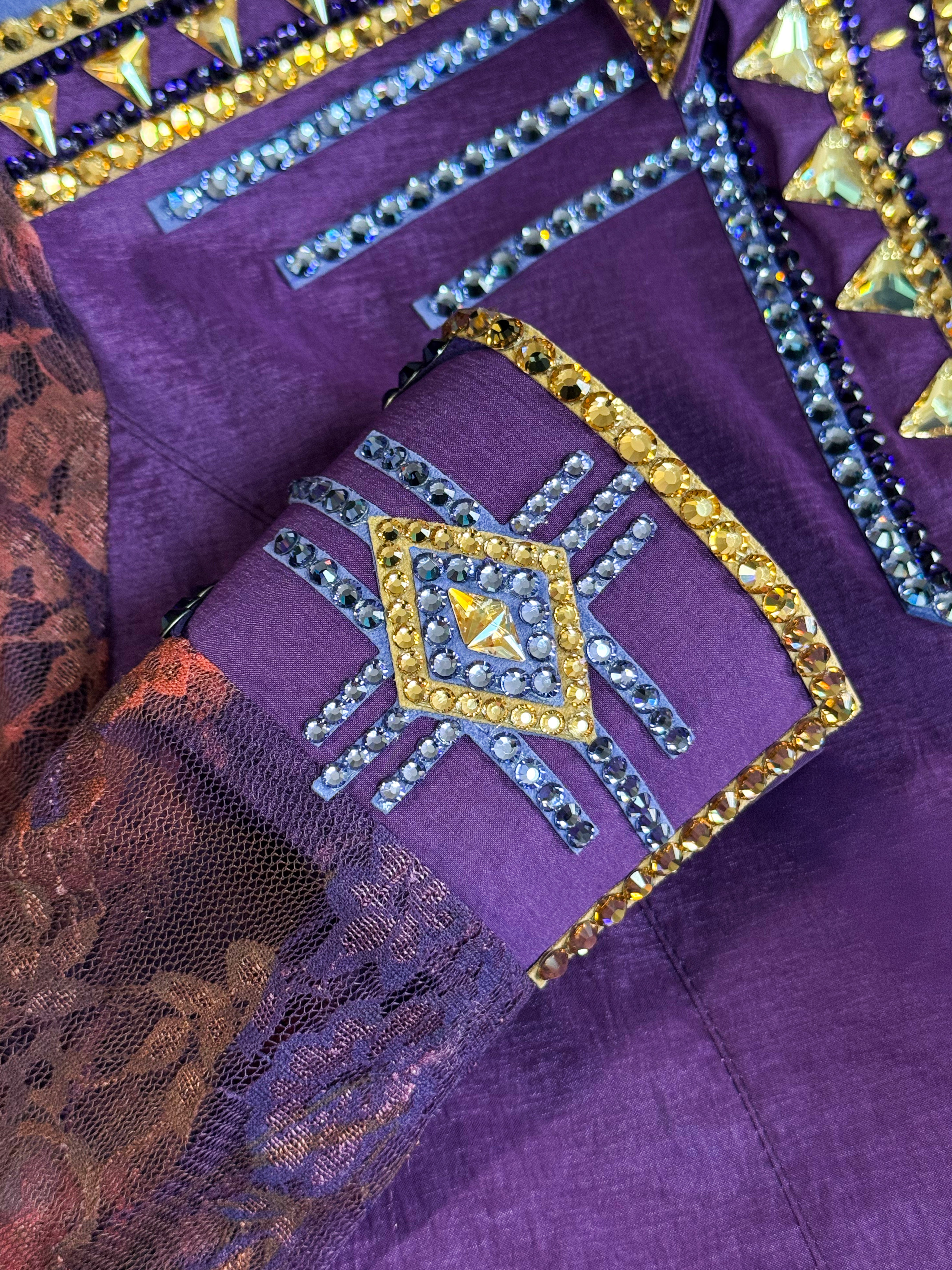 Size 12 — Western Shirt — Sheer Sleeves — Purple Lace