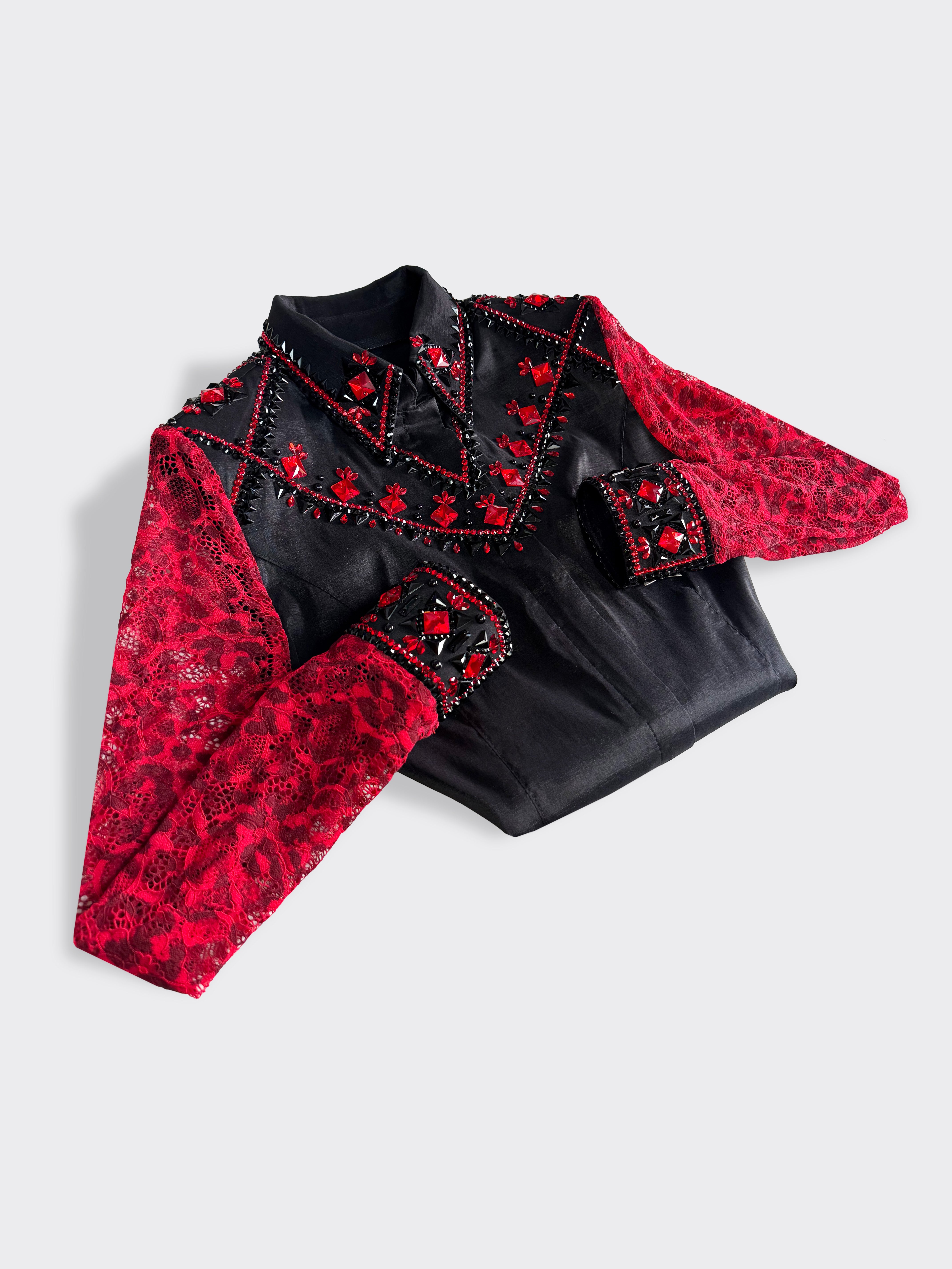 Western Shirt — Sheer Sleeves — Cheetah Flame