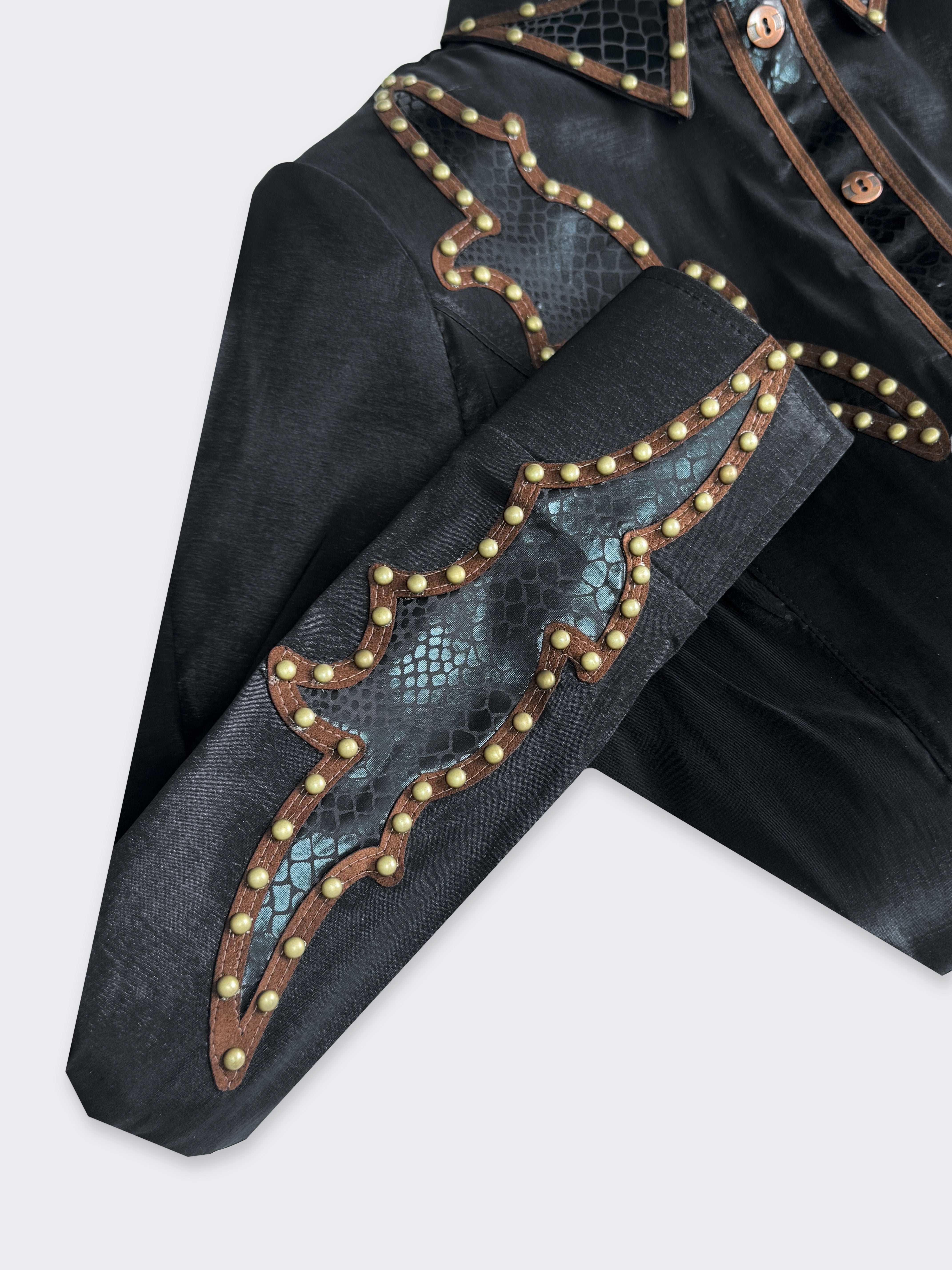Size 8 — Western Ranch Shirt — Black Venom