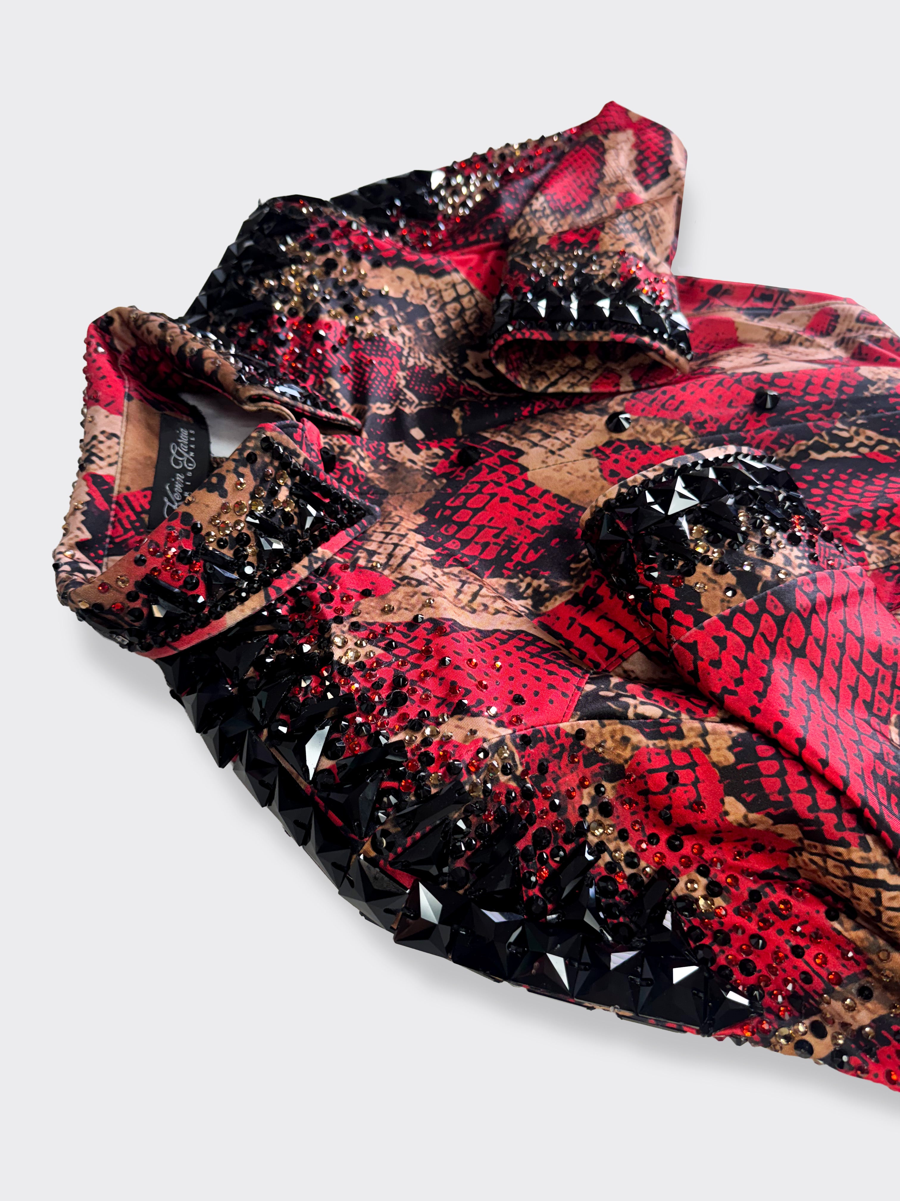 Size 10 —  Western Shirt —  Red Snakeskin