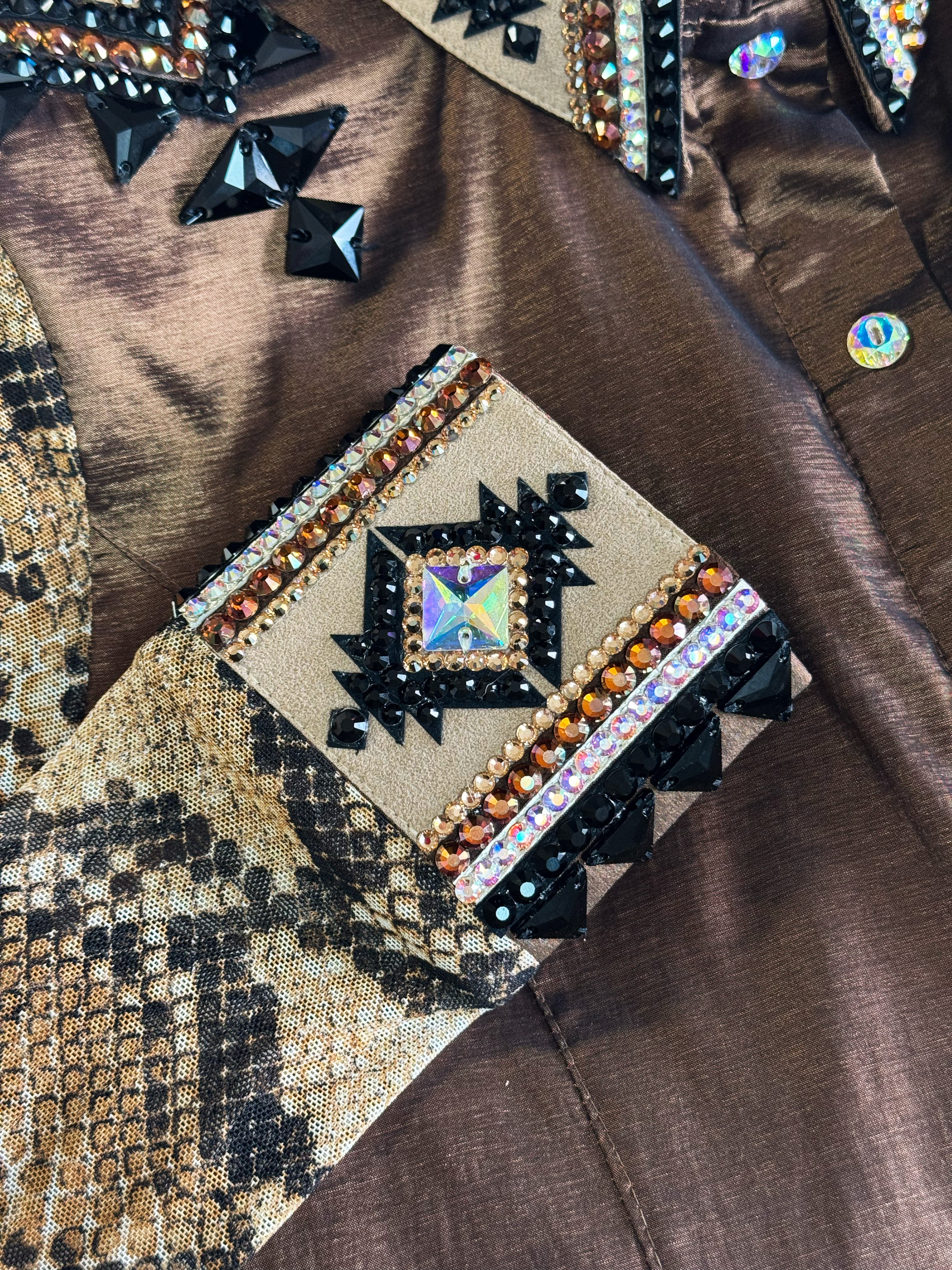 Western Shirt — Sheer Sleeves — Brown Tan