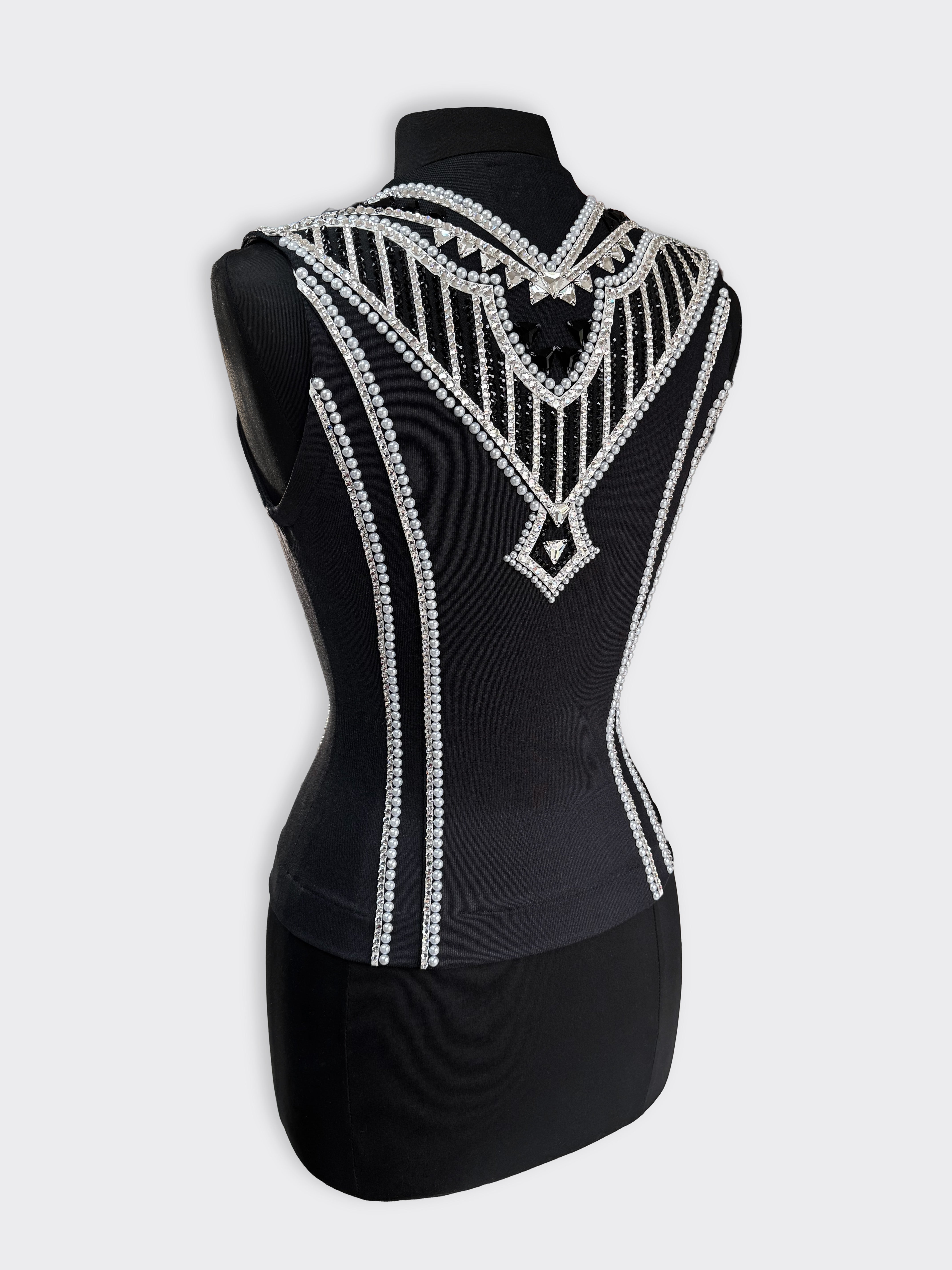 Western Vest and Shirt — Noir Pearl Crystal