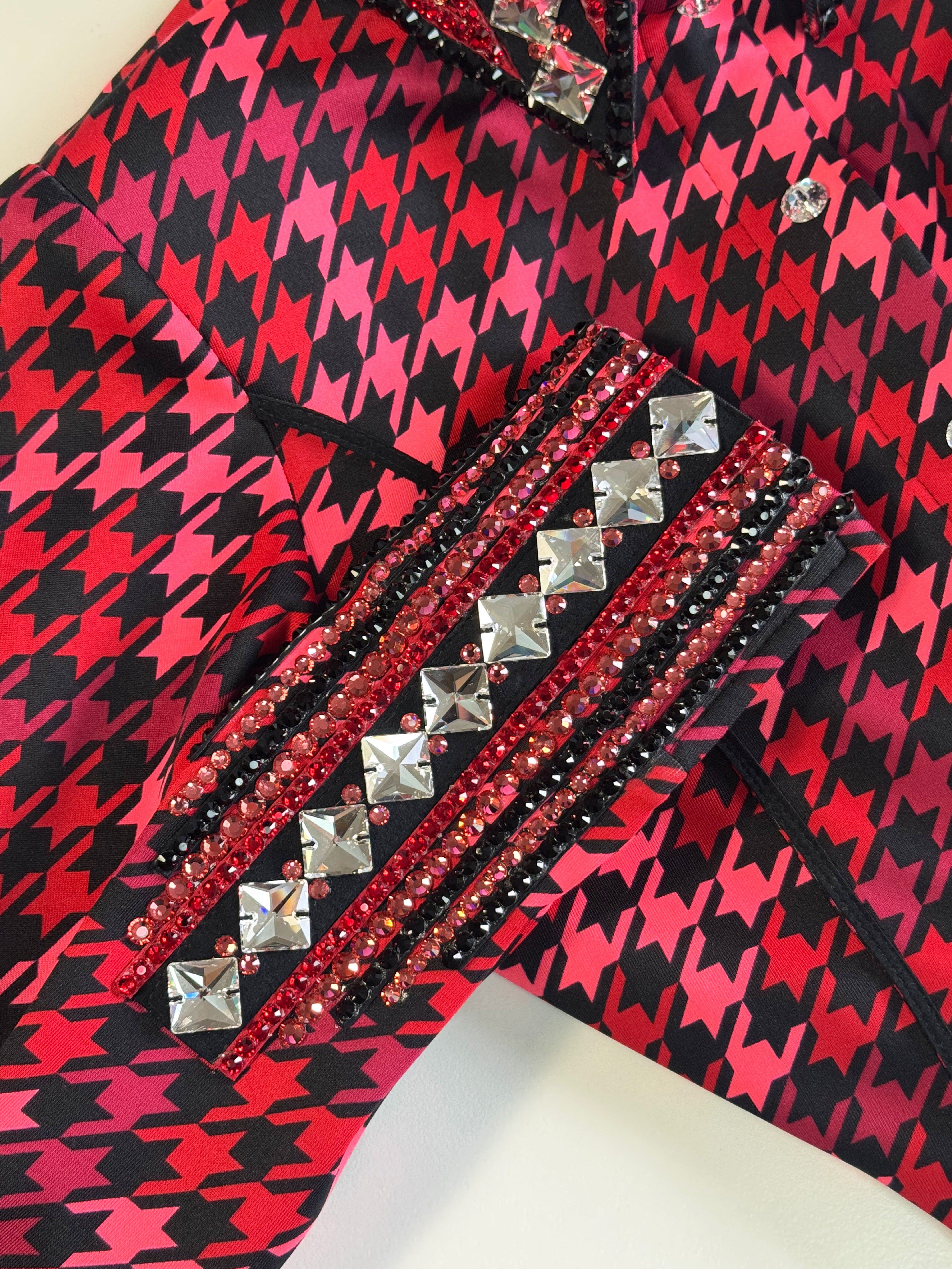 Western Shirt — Pink Ruby Houndstooth