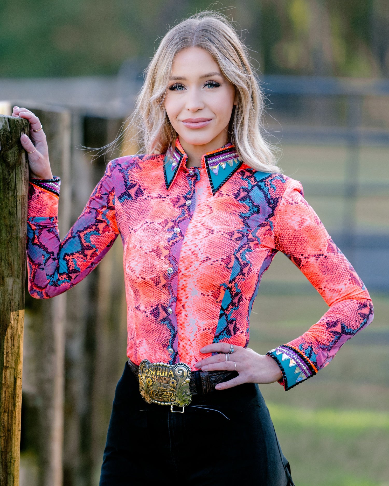 Western Shirt — Sheer Sleeves — Leopard Lace Red | Kevin Garcia