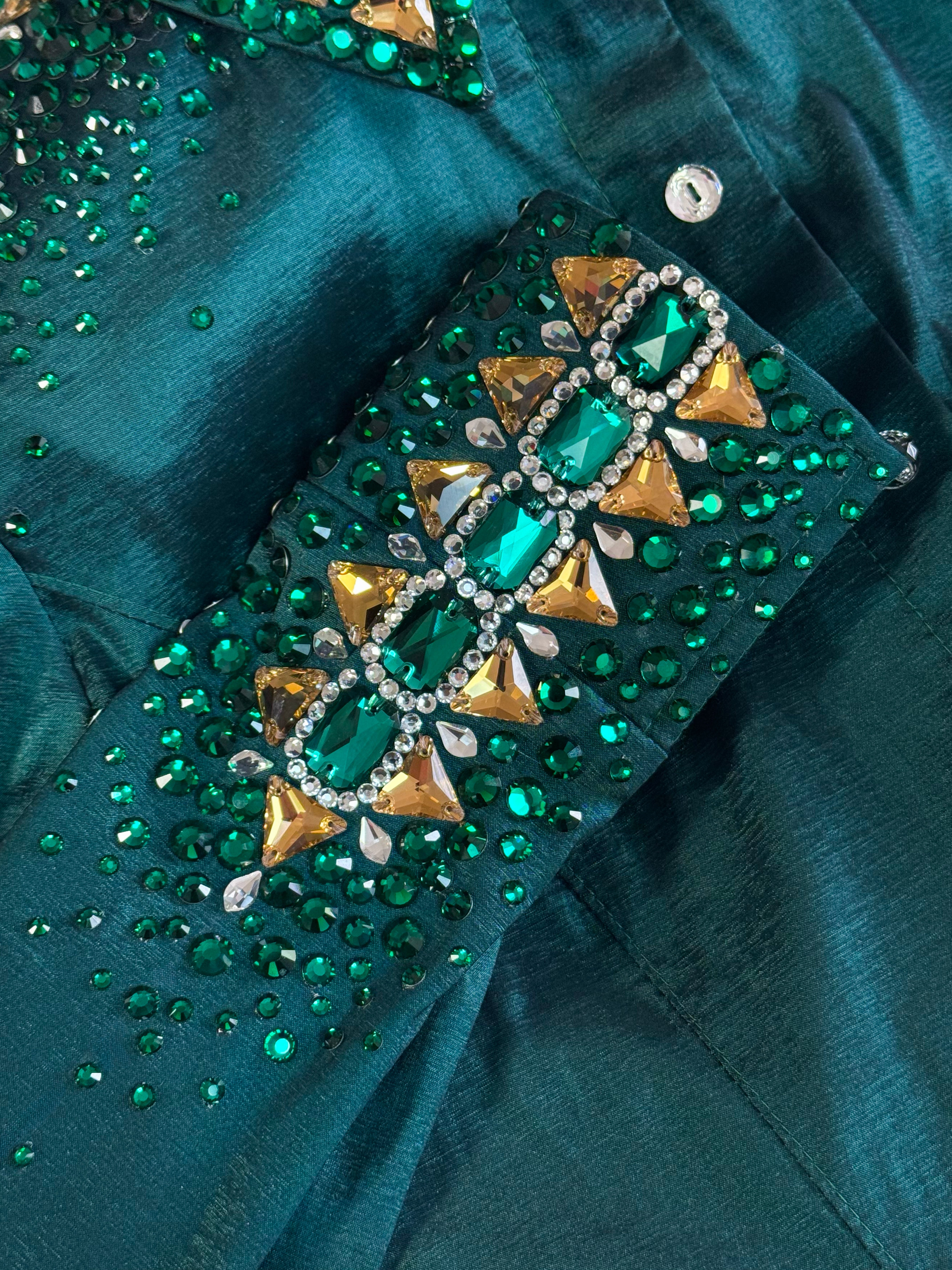 Western Shirt — Emerald Green Gold