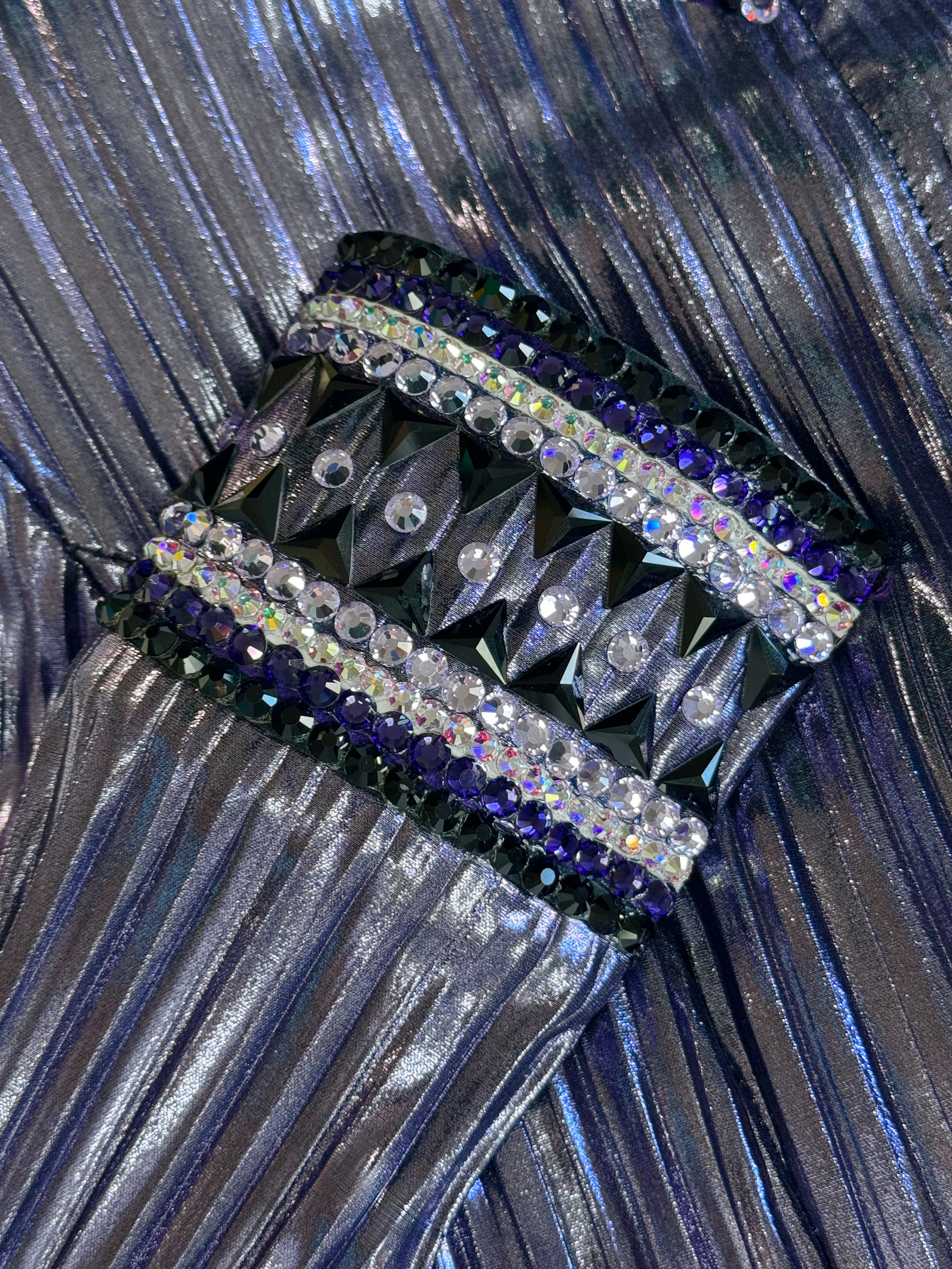 Size 8 - Metallic Pleated - Hidden Zipper Retro Shirt