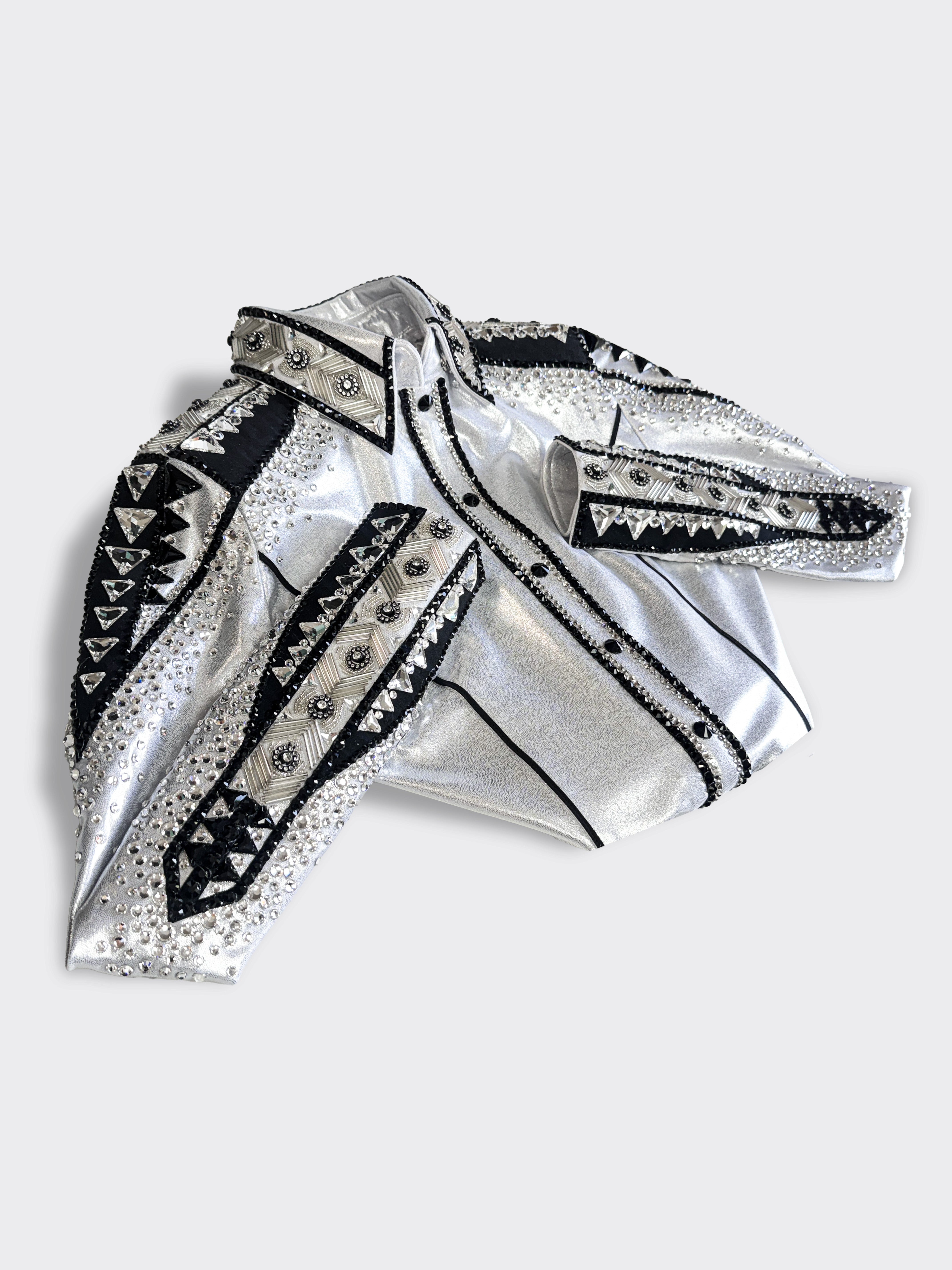 Size 8 — Western Shirt — Metallic Collection — White Silver #02