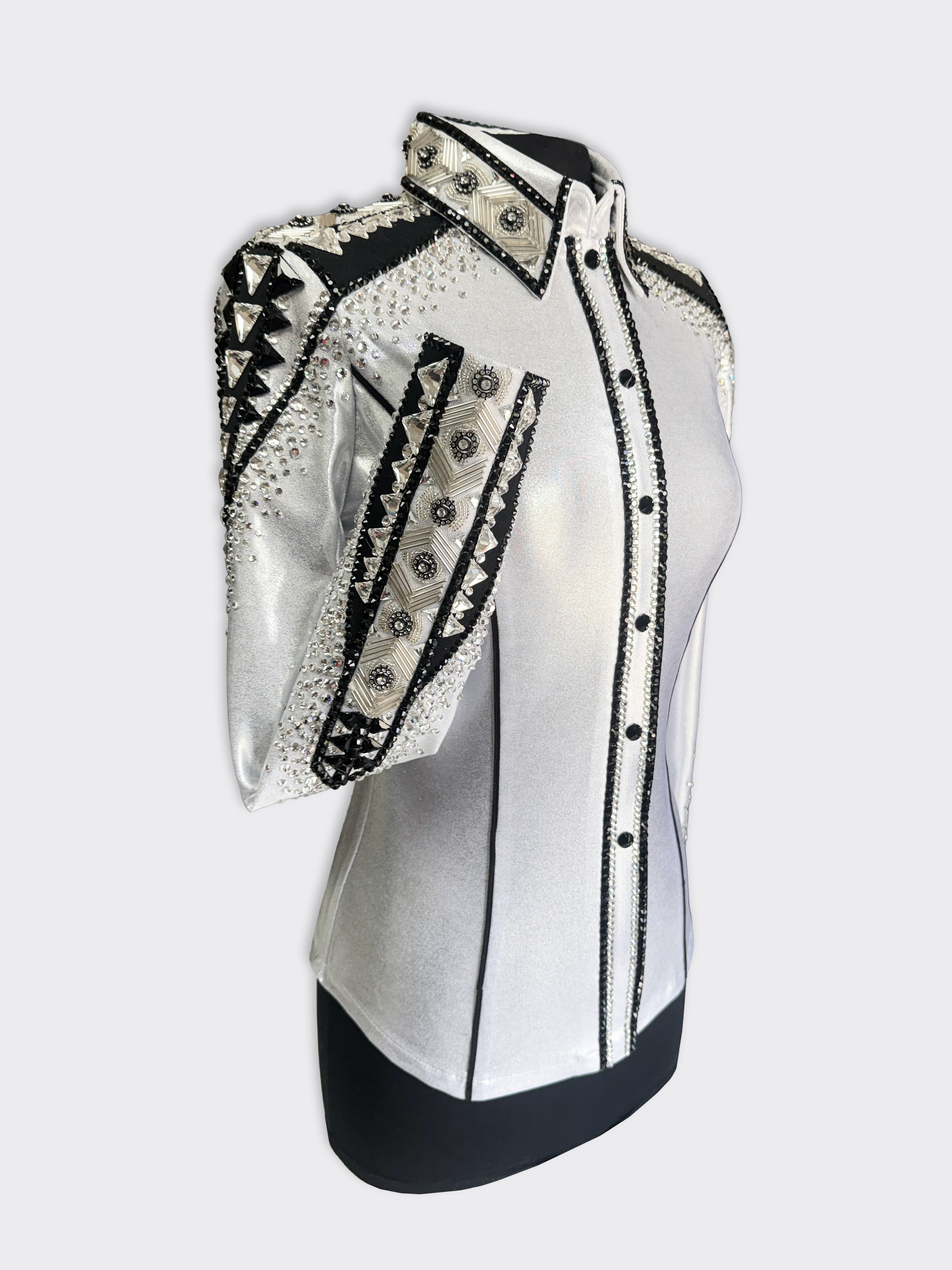 Size 8 — Western Shirt — Metallic Collection — White Silver #02