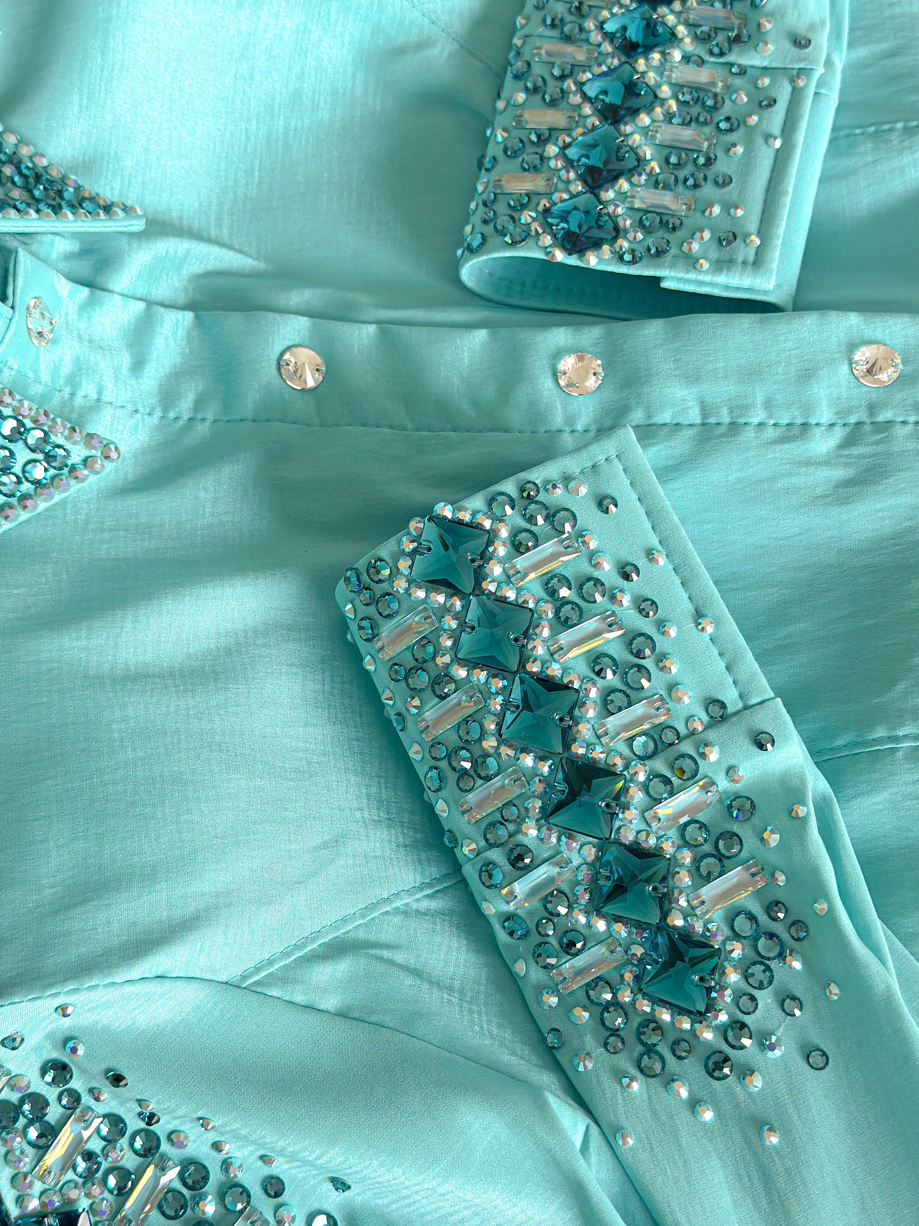 Western Shirt — Teal Diamond