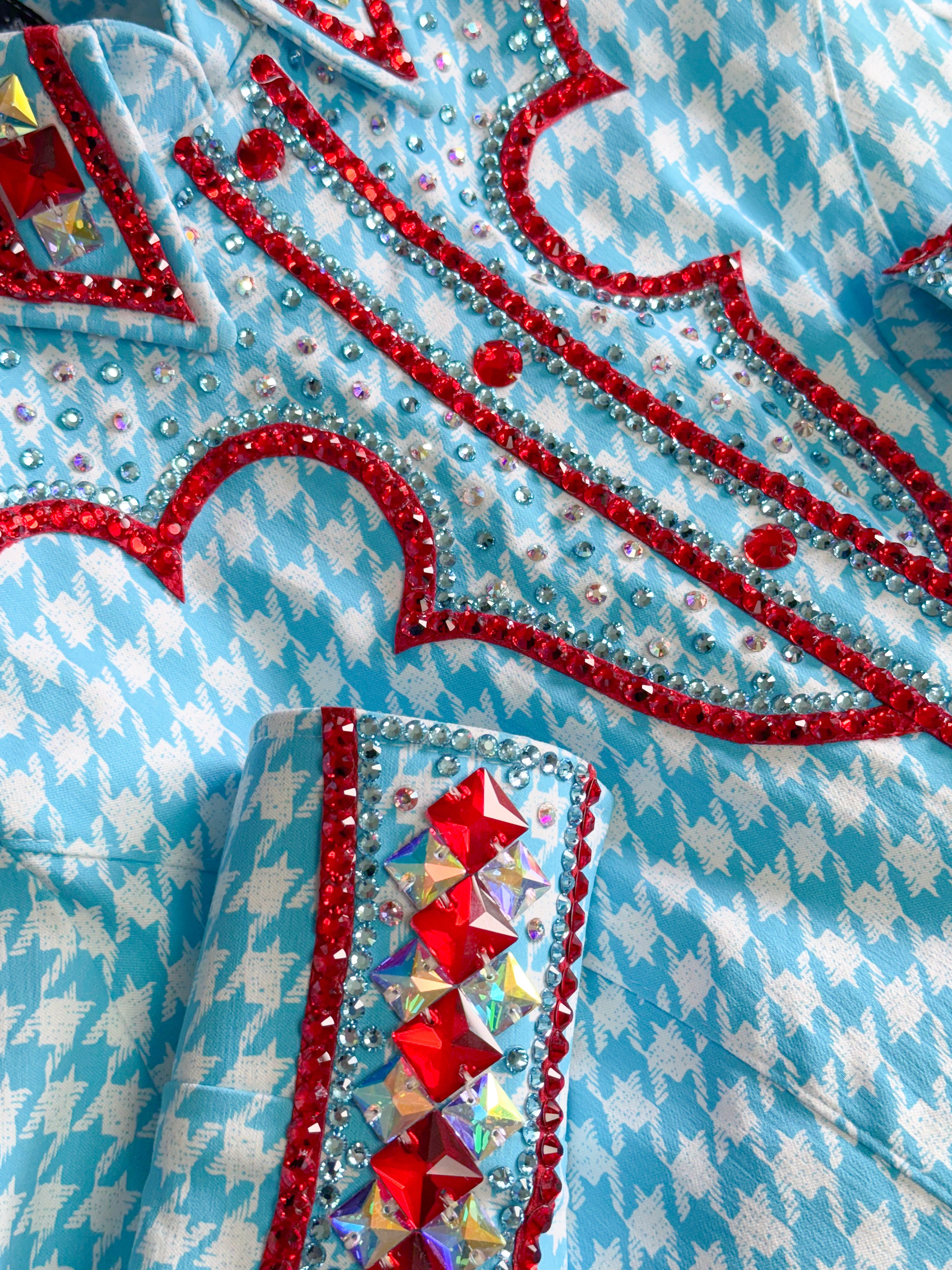 Western Shirt — Ruby Blue Houndstooth