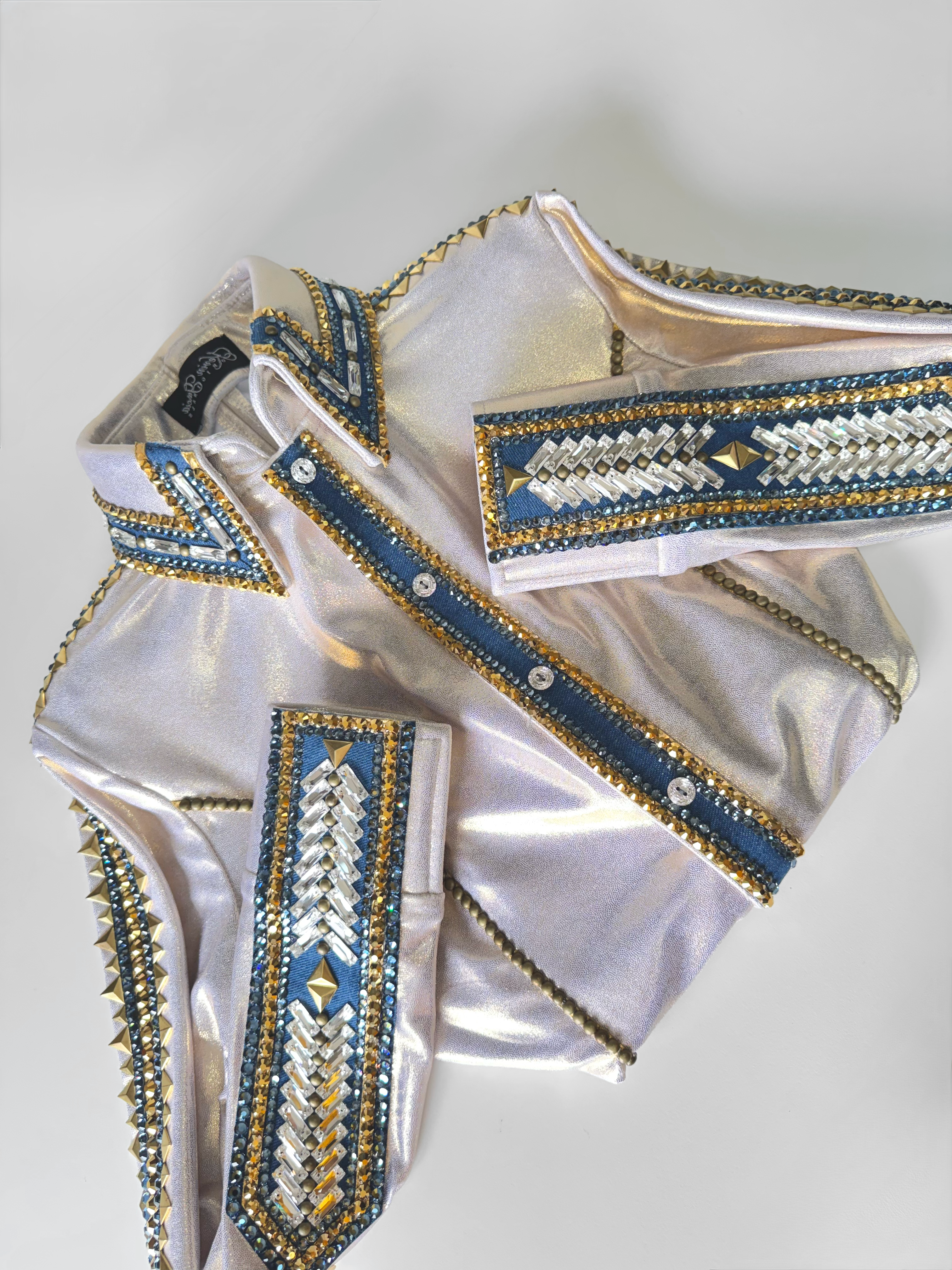 Size 8 Metallic Hidden Zipper Retro Shirt