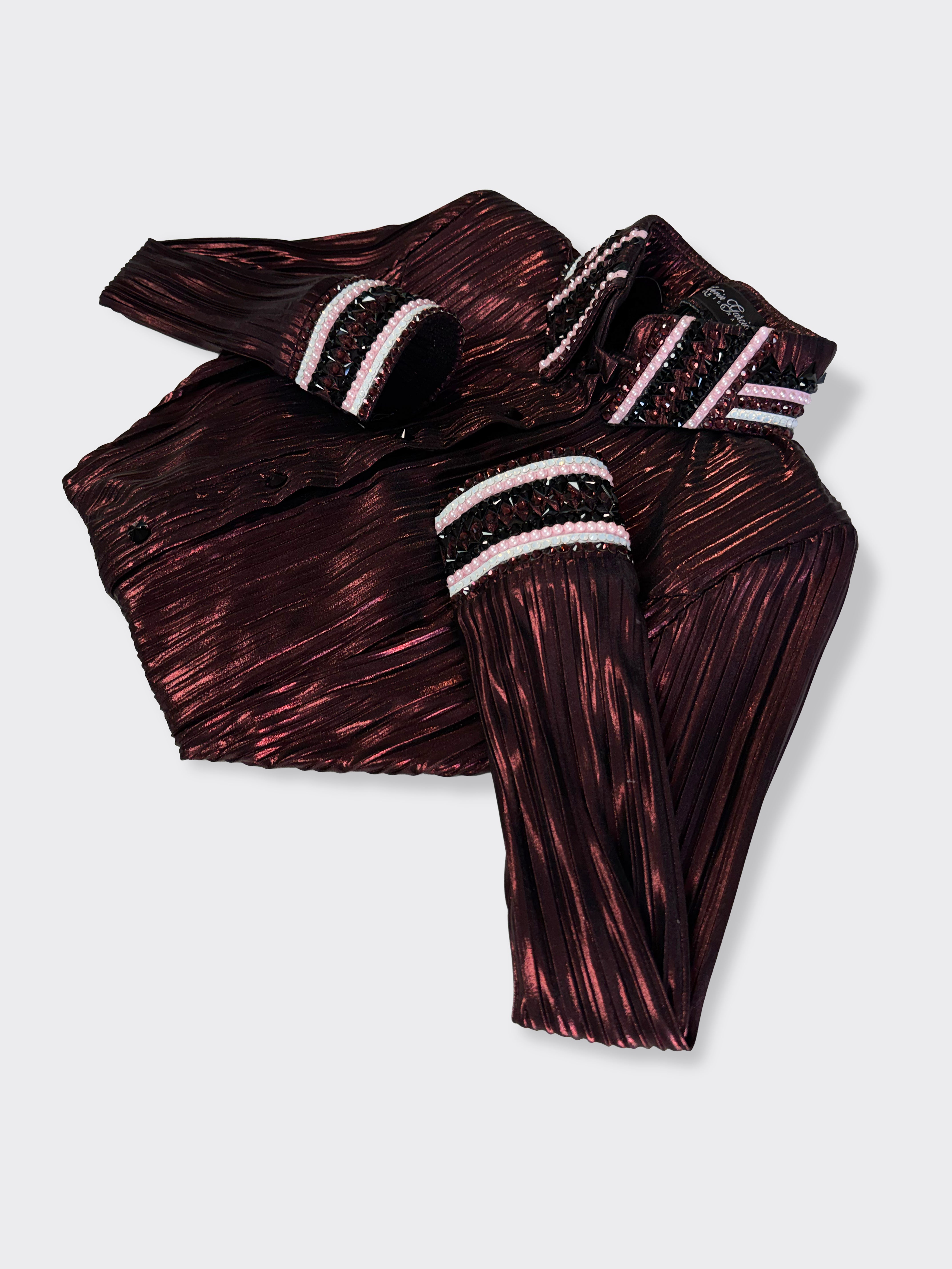 Size 8 - Metallic Pleated - Hidden Zipper Retro Shirt