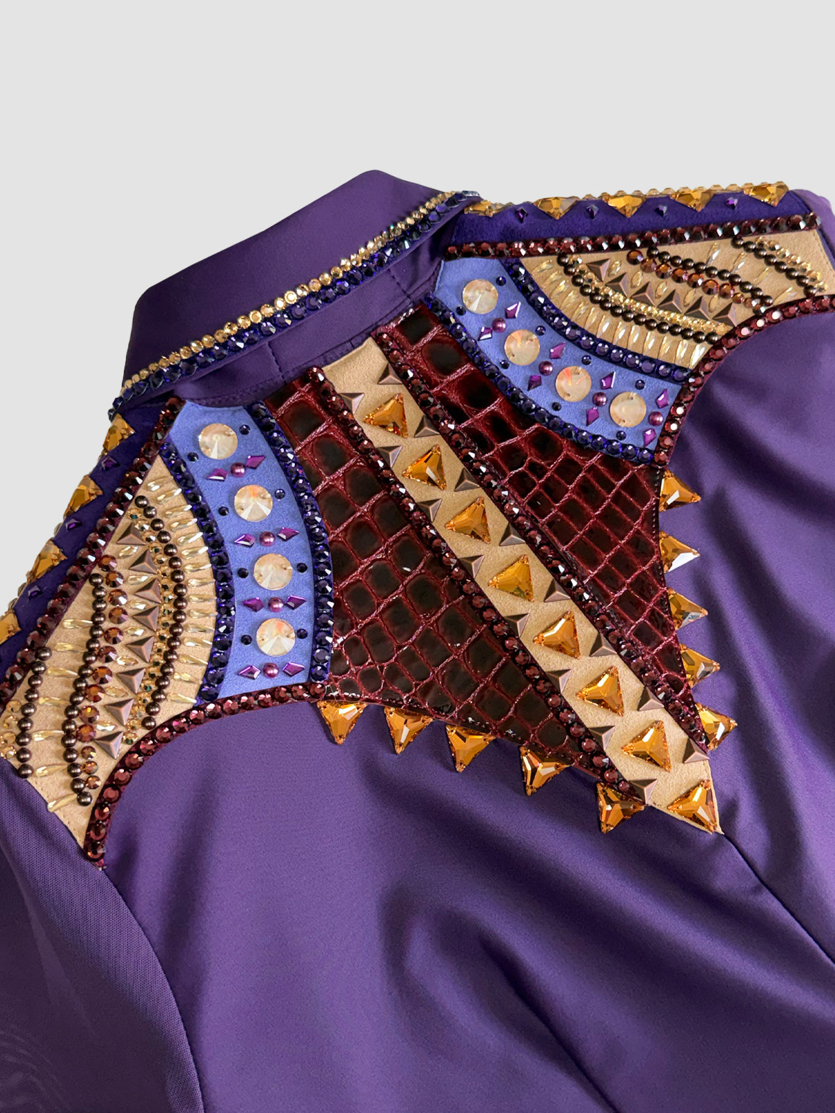 Size 12 — Western Shirt — Sheer Sleeves — Purple + Gator
