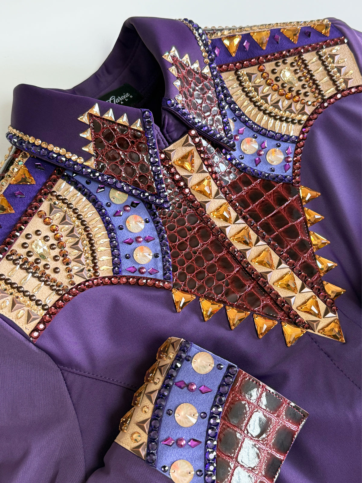 Size 12 — Western Shirt — Sheer Sleeves — Purple + Gator