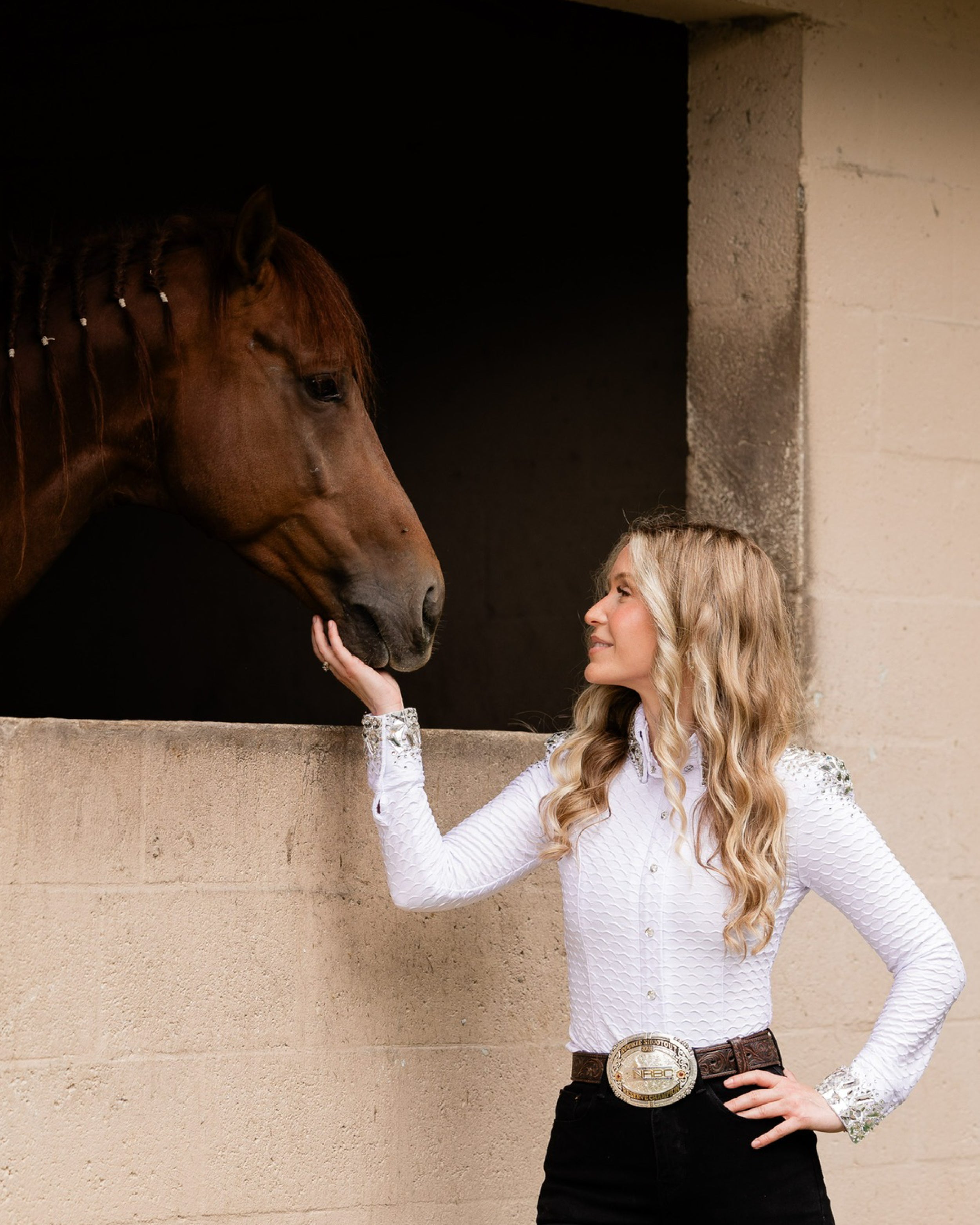 Western Shirt - Encore - White Crystal Scallop