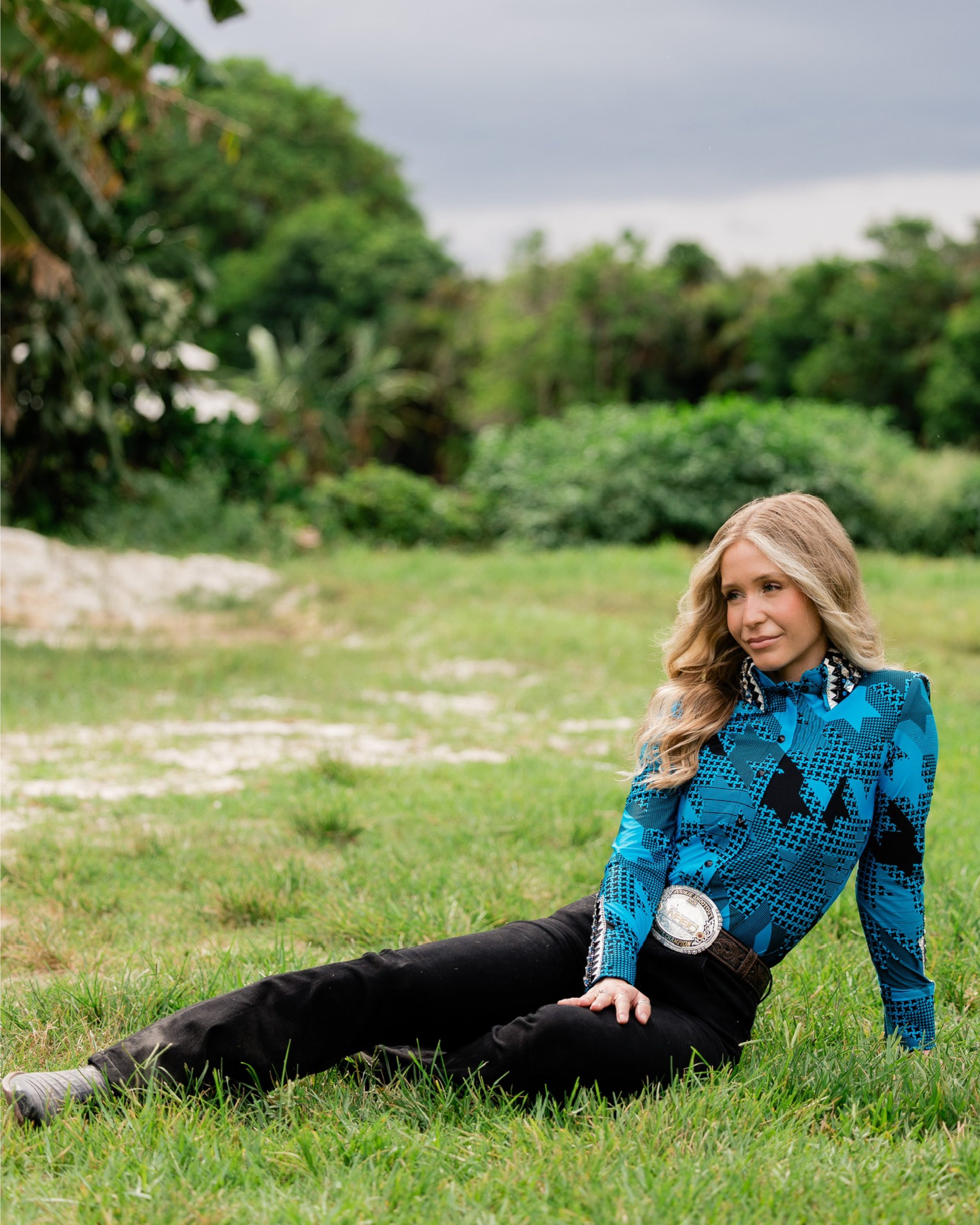 Western Shirt - Encore - Blue Black Houndstooth