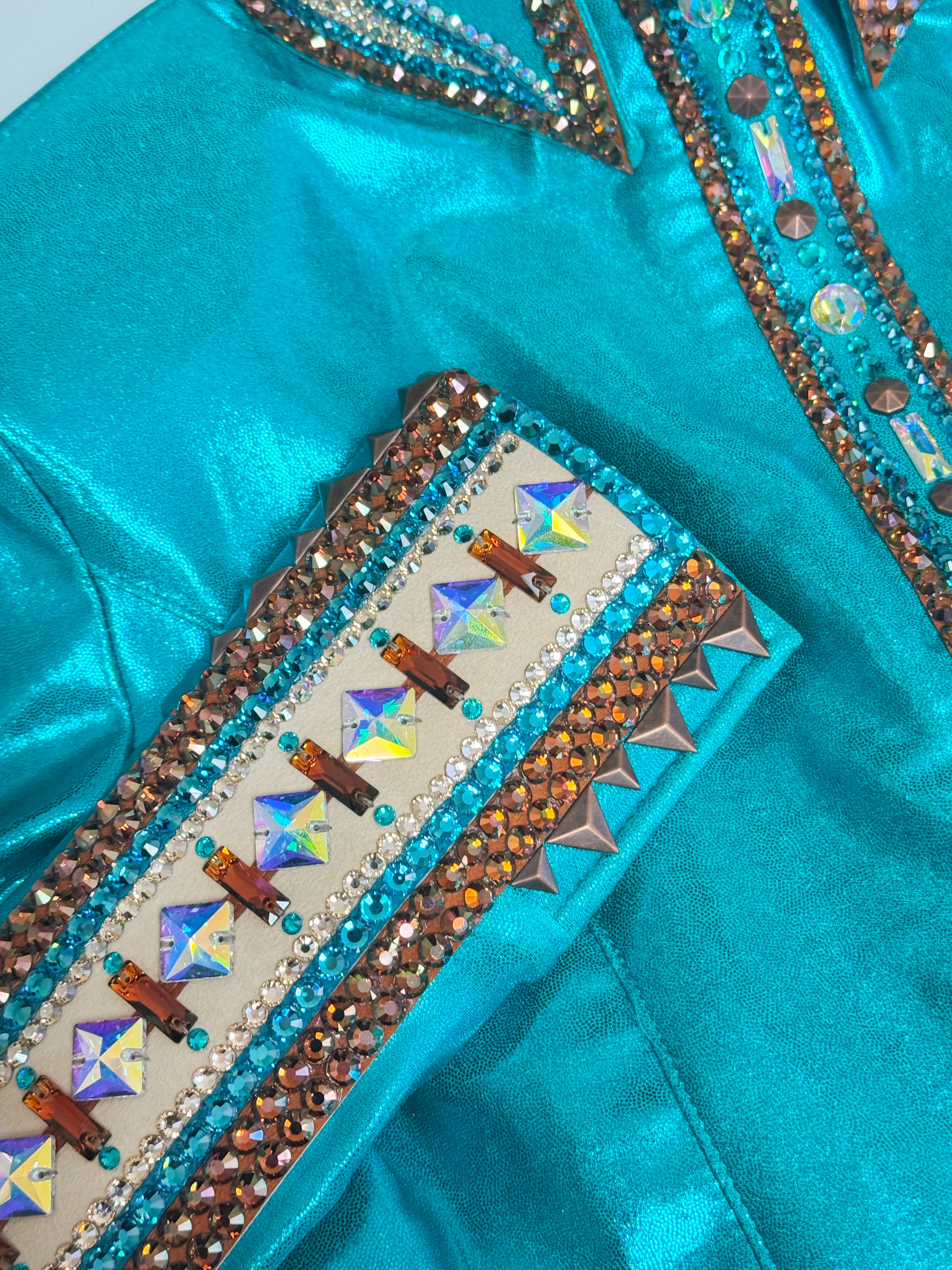 Size 10 —  Western Shirt — Metallic Collection — Emerald Blue #74